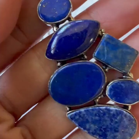 SOLD LIVE! 925 Silver Handmade Lapis Lazuli Blue Stone Silver Pendant & Chain - Picture 2 of 9